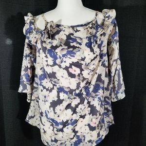 Sim & Sam floral pattern cold shoulder top.  XL